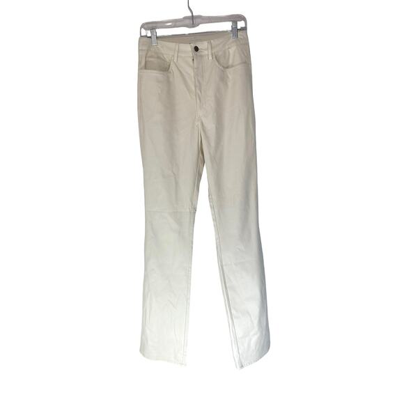 WeWoreWhat Ivory Casual Basic High Waist Croc Ankle Flare Pants Size 28 - Picture 3 of 16